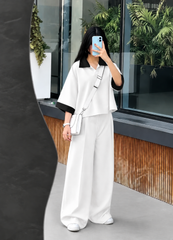 Midnight Charm Relaxed Fit Wide-Leg Co-Ord Set