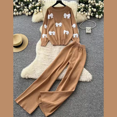 Bow Printed Premium Quality Winter 2-Pcs Co-Ord Set. CWTS-23