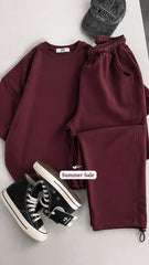 Round Neck Style Short Sleeve 2-Pcs Summer Tracksuit For Her CWTS-02