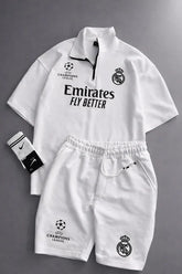 MENS FOOTBALL INSPIRED SET – SLIM FIT HALF ZIP & SHORTS MMSS-16