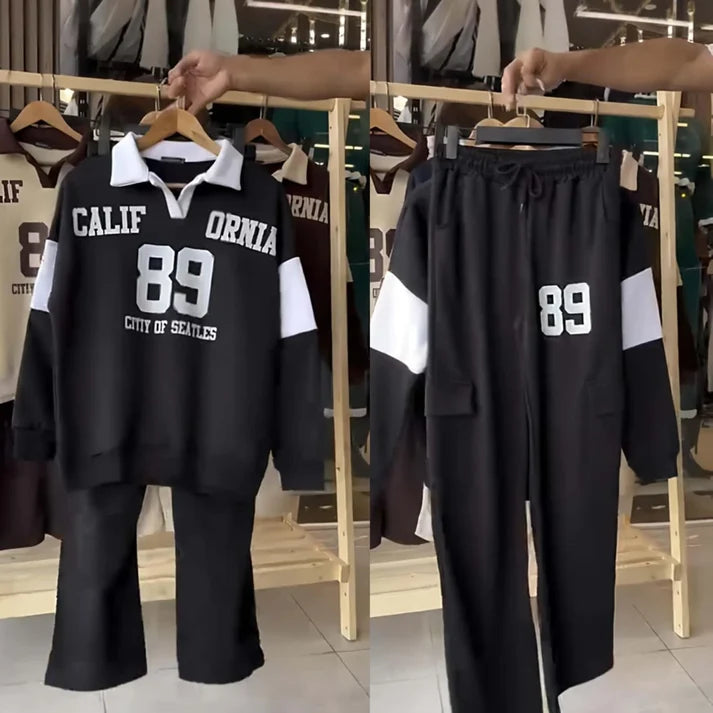 Cali-89 Collar Cargo Style 2-Pcs Winter Tracksuit For Her. WWTS-45