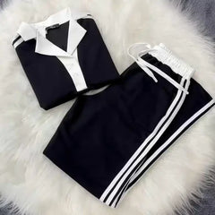 Contrast Collar Style Western 2-Pcs Summer Dry-Fit Tracksuit For Her. WSTS-01