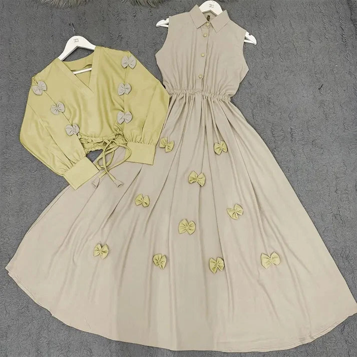 Classic Wine Bow Embellished Maxi 2-Piece Regular
