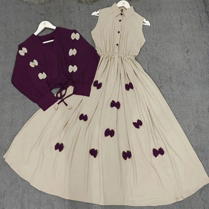 Classic Wine Bow Embellished Maxi 2-Piece Regular