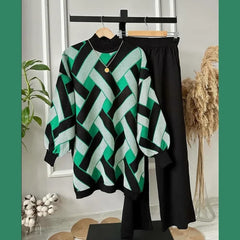 Geometric Premium Quality Winter 2-Pcs Co-Ord Set. CWTS-41
