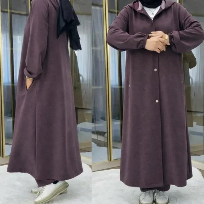 Long Button Hoodie Style 2-Pcs Winter Co-Ord Set. WWTS-18