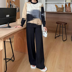 Trendy Sky Print Casual Winter Tracksuit