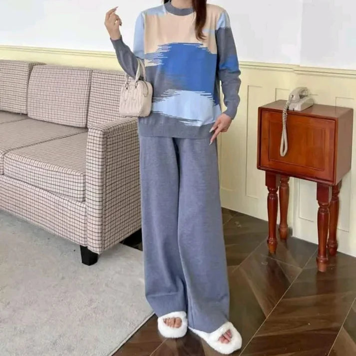 Trendy Sky Print Casual Winter Tracksuit