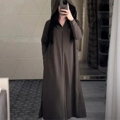 Premium Quality Long Zipper Hoodie Top Style Abaya. CWTS-24