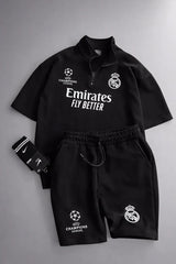 MENS FOOTBALL INSPIRED SET – SLIM FIT HALF ZIP & SHORTS MMSS-16