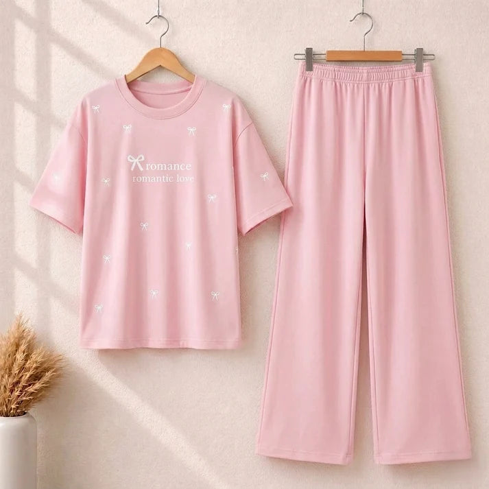 Bow Style Western 2-Pcs Summer Tracksuit For Her MWTS-37