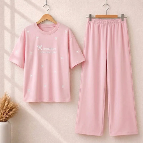 Bow Style Western 2-Pcs Summer Tracksuit For Her MWTS-37
