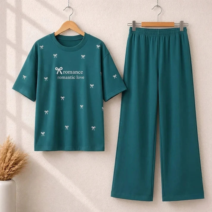 Bow Style Western 2-Pcs Summer Tracksuit For Her MWTS-37