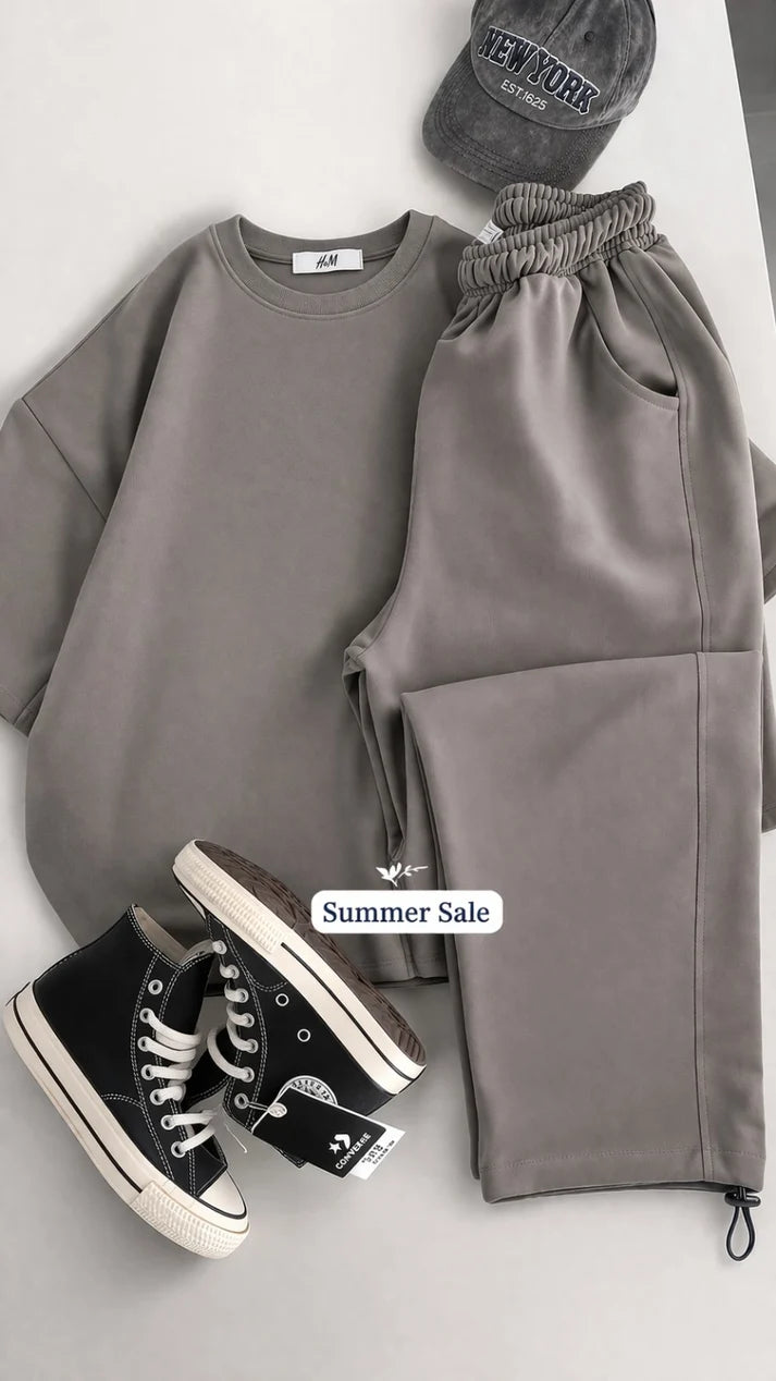 Round Neck Style Short Sleeve 2-Pcs Summer Tracksuit For Her CWTS-02