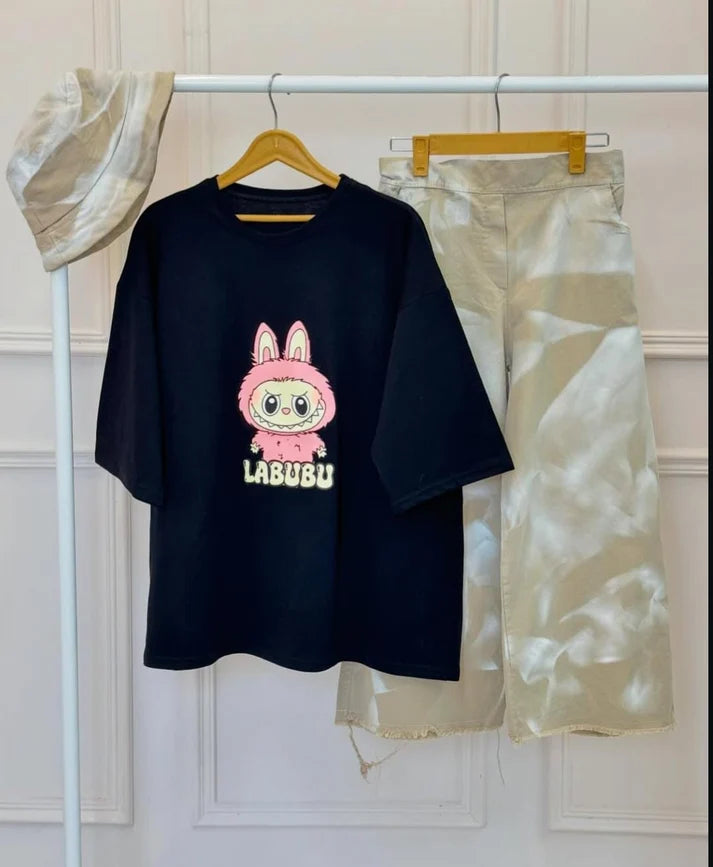 Labubu Design Western 2-Pcs Summer Tracksuit For Her CWTS-05