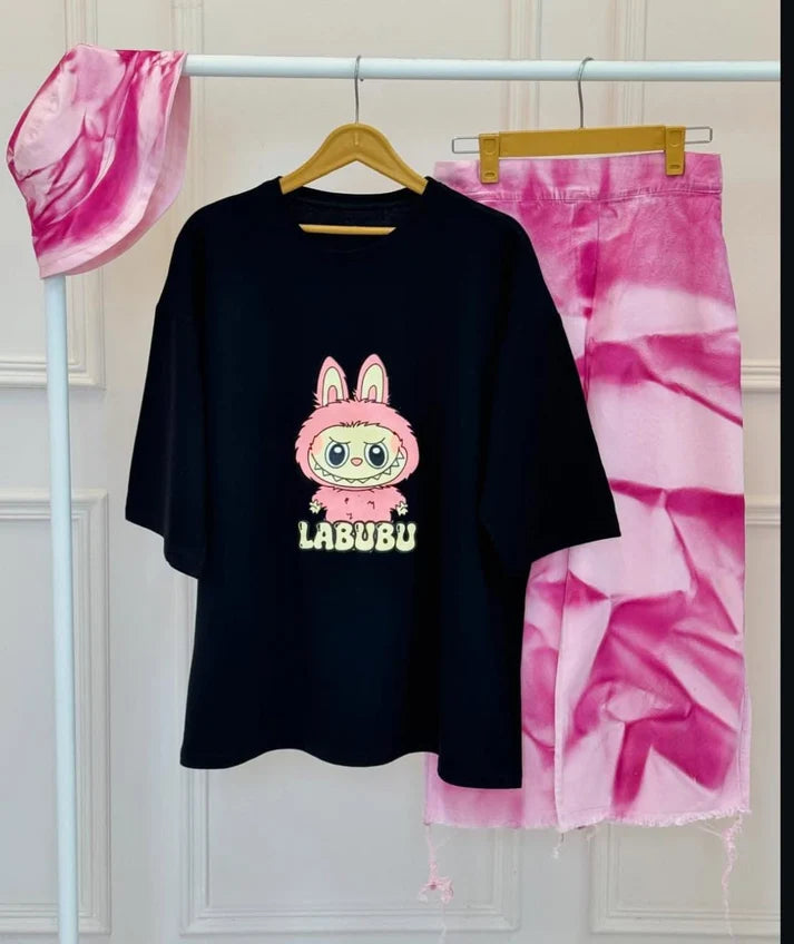 Labubu Design Western 2-Pcs Summer Tracksuit For Her CWTS-05