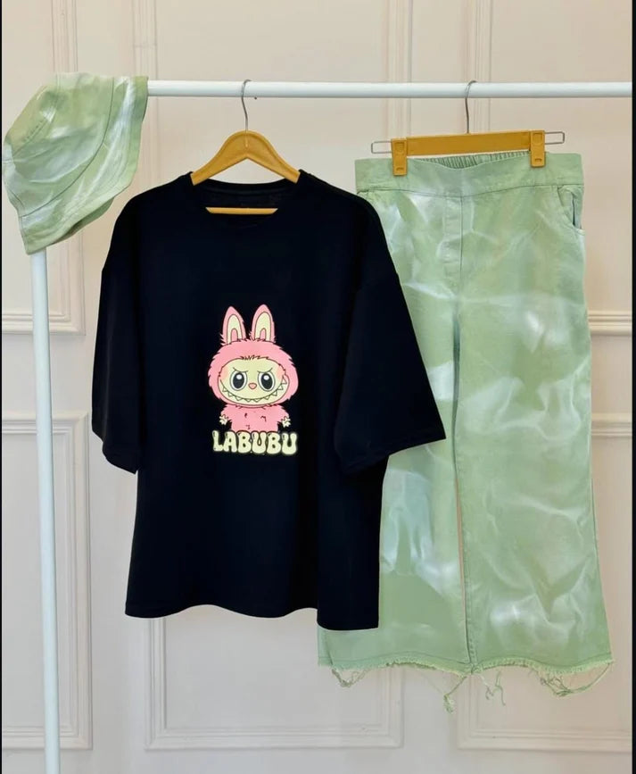 Labubu Design Western 2-Pcs Summer Tracksuit For Her CWTS-05