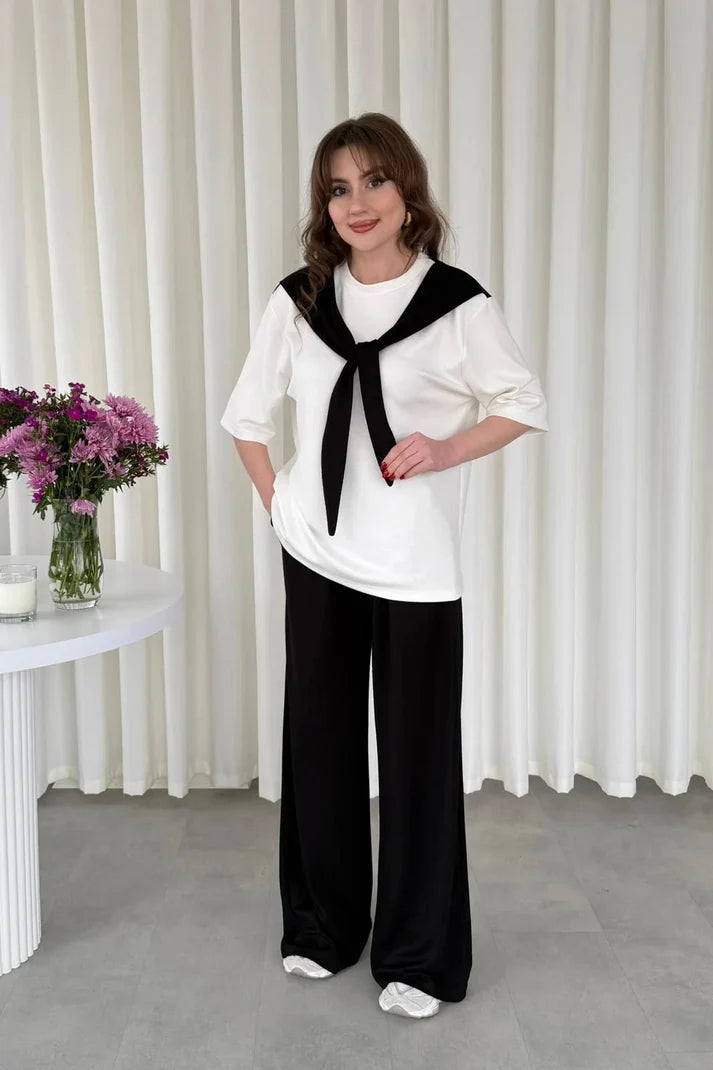 Noir Ribbon Lounge Wear Set Her MWTS-37