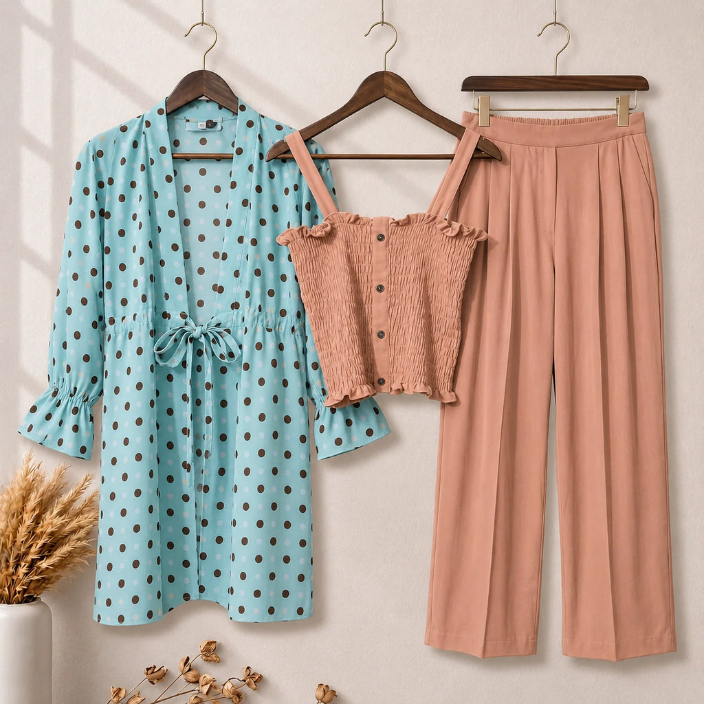 Smokey Polka Flapper Gown 3 Piece
