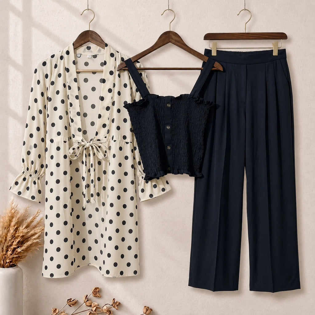 Smokey Polka Flapper Gown 3 Piece