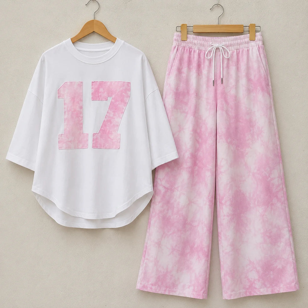 Tie-Dye Style Western 2-Pcs Summer Tracksuit For Her CWTS-01