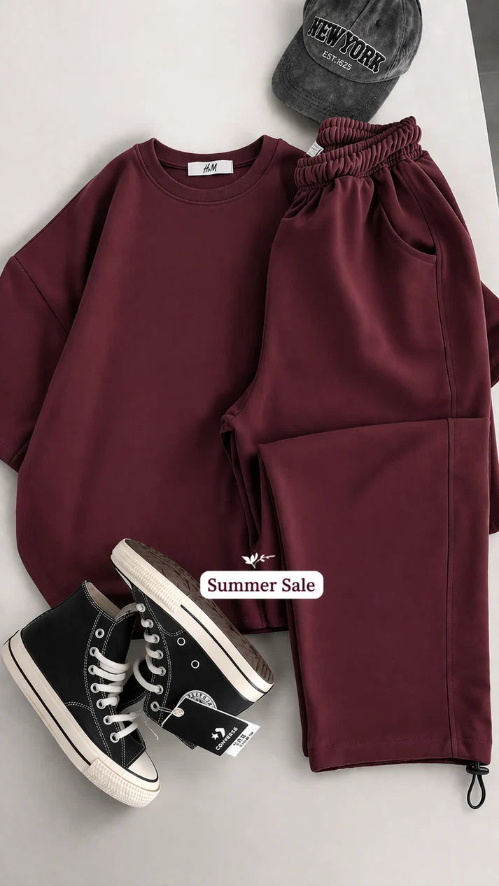 Round Neck Style Short Sleeve 2-Pcs Summer Tracksuit For Her CWTS-02