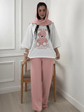 Teddy Bear Western Style 2-Pcs Summer Tracksuit For Her MWTS-31
