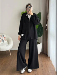 Wide-Leg Bottom Over Size Style Premium Quality Winter 2-Pcs Tracksuit. CWTS-39
