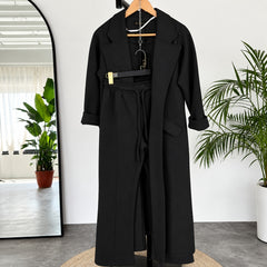 Long Trench Coat Style 2-Pcs Winter Co-Ord Set.