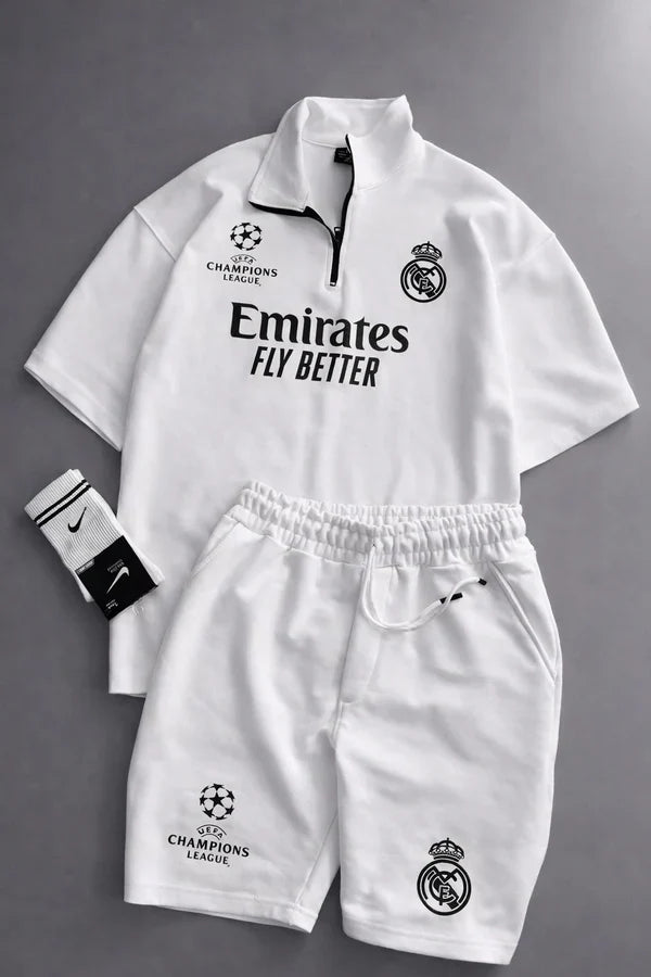 MENS FOOTBALL INSPIRED SET – SLIM FIT HALF ZIP & SHORTS MMSS-16