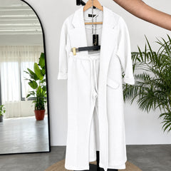 Long Trench Coat Style 2-Pcs Winter Co-Ord Set.